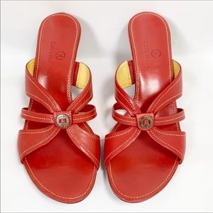 COLE HAAN Leather Strappy Slip-on Coral Sandals Size 8.5